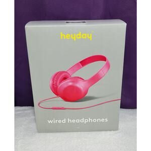Heyday Wired Headphones - HOT PINK - New In Box Sealed 3.5mm Aux Plug